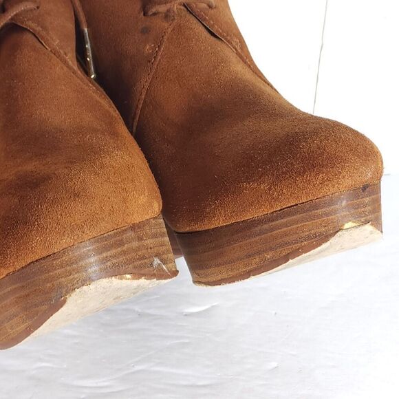 MICHAEL KORS Piece US 7,5M Brown Suede Lace Up Wedge Booties Ankle Boots - Picture 6 of 15